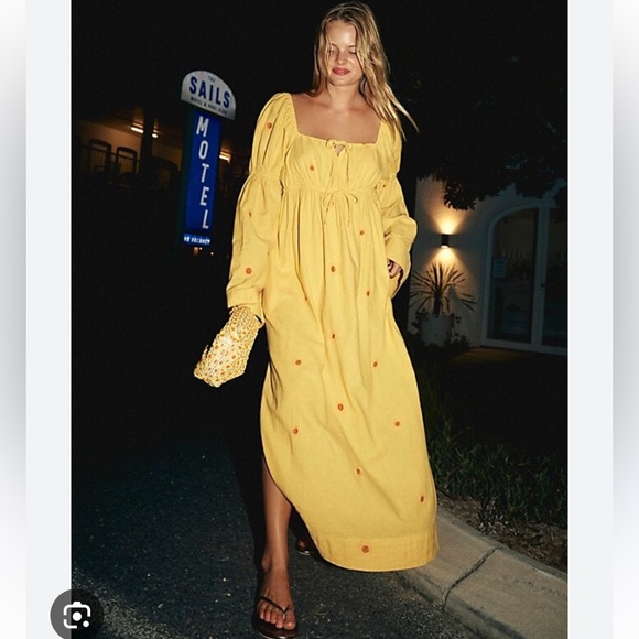 Free People Emory Embroidered Midi Dress 🌼💛 - Picture 4 of 4